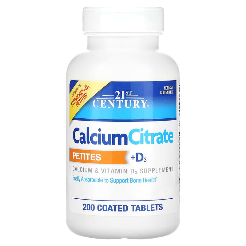 21st Century Calcium Citrate Petites + D3 200 Coated Tablets 6 Thực phẩm chức năng 21st Century Calcium Citrate Petites + D3 200 Coated Tablets 740985277096