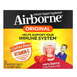 Thuốc bổ AirBorne Immune Support Supplement Very Berry 3 Tubes 10 Effervescent Tablets Each 647865963790