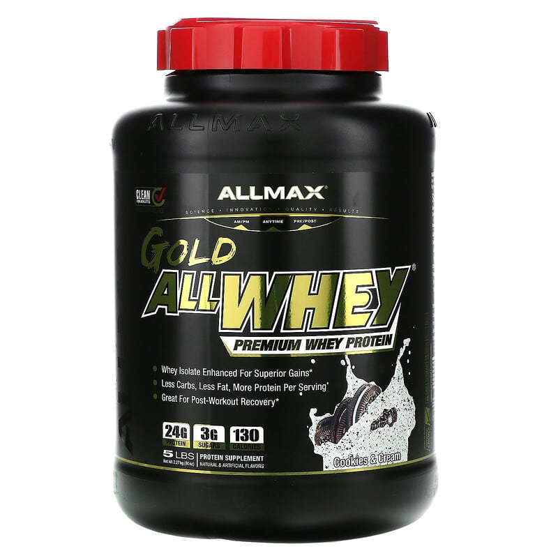 ALLMAX Gold AllWhey 100% Premium Whey Protein Cookies & Cream 5 lbs (2.27 kg) 6 Thực phẩm chức năng ALLMAX Gold AllWhey 100% Premium Whey Protein Cookies & Cream 5 lbs (2.27 kg) 665553225067