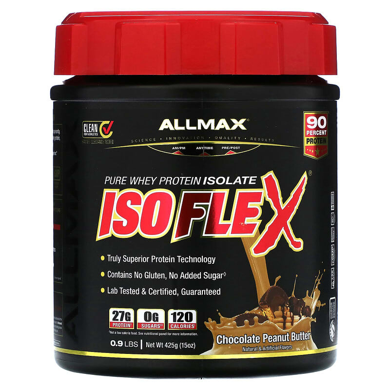 ALLMAX Isoflex Pure Whey Protein Isolate Chocolate Peanut Butter 0.9 lbs (425 g) 6 Thực phẩm chức năng ALLMAX Isoflex Pure Whey Protein Isolate Chocolate Peanut Butter 0.9 lbs (425 g) 665553229867