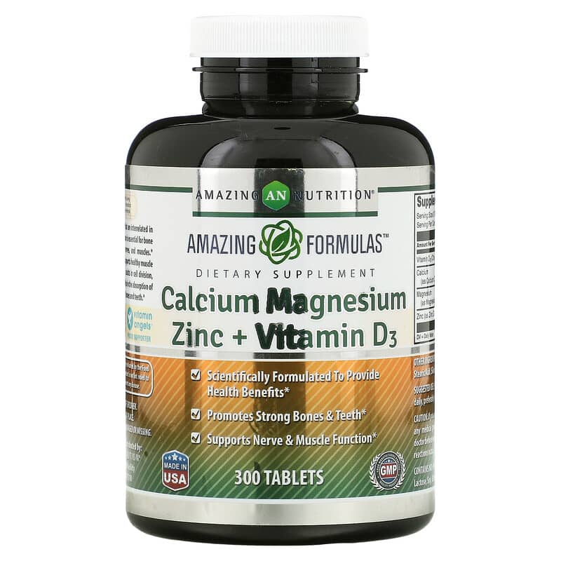 Amazing Nutrition Calcium Magnesium Zinc + Vitamin D3 300 Tablets 6 Thực phẩm chức năng Amazing Nutrition Calcium Magnesium Zinc + Vitamin D3 300 Tablets 810180029315