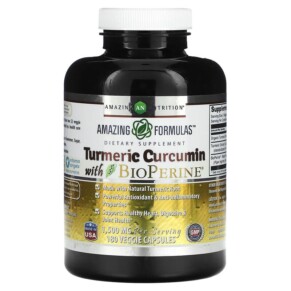 Thuốc bổ Amazing Nutrition Turmeric Curcumin with BioPerine 750 mg 180 Veggie Capsules 810180029230