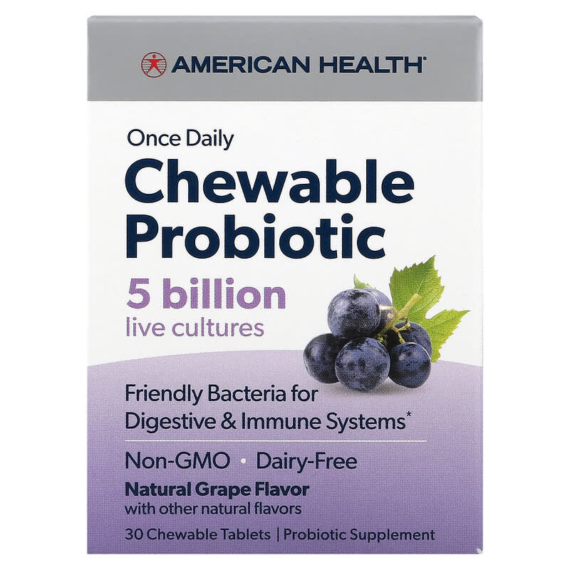 American Health Once Daily Chewable Probiotic Natural Grape 5 Billion CFU 30 Chewable Tablets 6 Thực phẩm chức năng American Health Once Daily Chewable Probiotic Natural Grape 5 Billion CFU 30 Chewable Tablets 076630300568