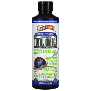 Thuốc bổ Barlean's Plant Based Total Omega 3 · 6 · 9 Pomegranate Blueberry Smoothie 3.980 mg 16 oz (454 g) 705875002776