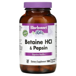 Thuốc bổ Bluebonnet Nutrition Betaine HCL & Pepsin 180 Vegetable Capsules 743715008977