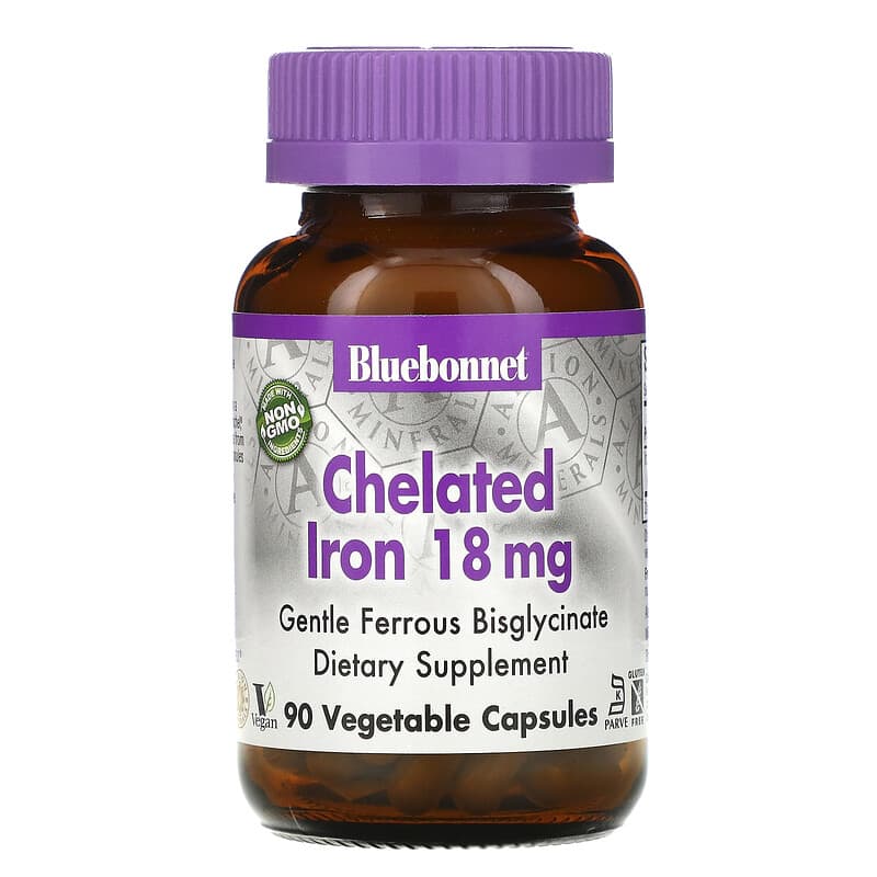Bluebonnet Nutrition Chelated Iron 18 mg 90 Vegetable Capsules 6 Thực phẩm chức năng Bluebonnet Nutrition Chelated Iron 18 mg 90 Vegetable Capsules 743715007260