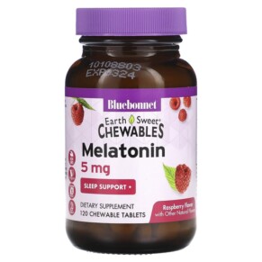 Thuốc bổ Bluebonnet Nutrition Earth Sweet Chewables Melatonin Raspberry 5 mg 120 Chewable Tablets 743715009974