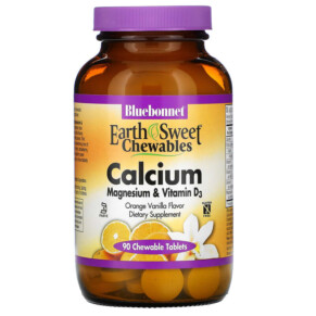 Thuốc bổ Bluebonnet Nutrition EarthSweet Chewables Calcium Magnesium & Vitamin D3 Orange Vanilla 90 Chewable Tablets 743715007437