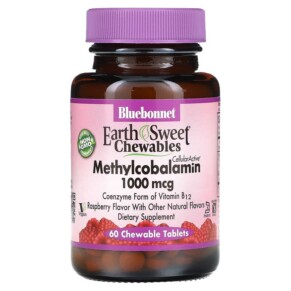 Thuốc bổ Bluebonnet Nutrition EarthSweet Chewables Methylcobalamin Raspberry 1.000 mcg 60 Chewable Tablets 743715004412
