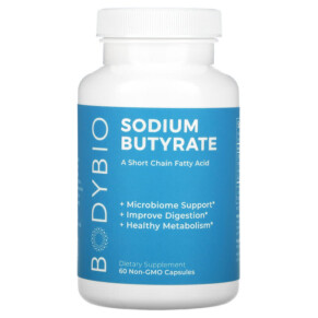 Thuốc bổ BodyBio Sodium Butyrate 60 Non-GMO Capsules 743474999929