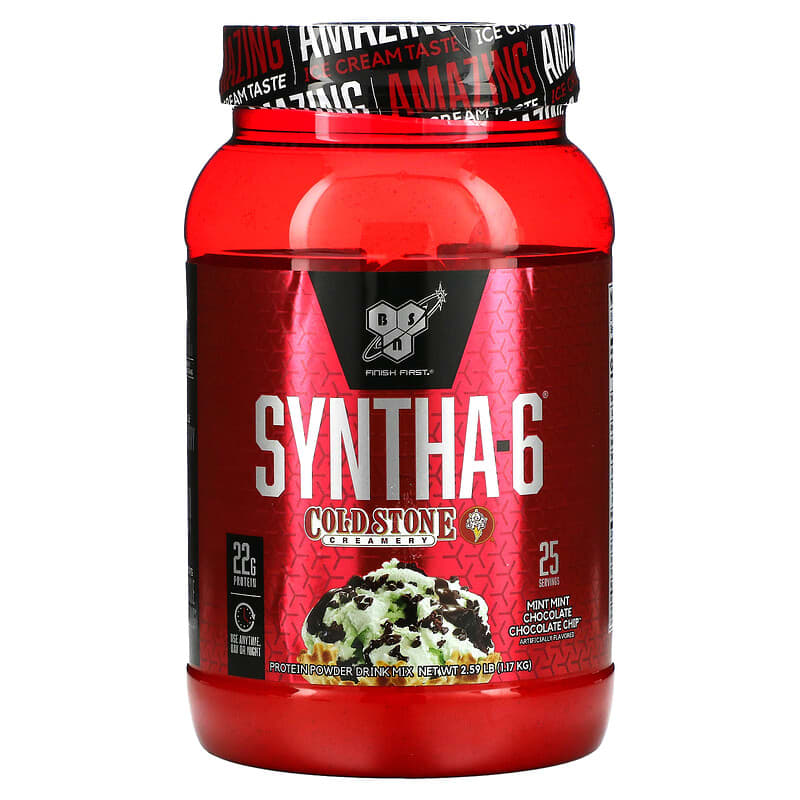 BSN Syntha-6 Cold Stone Creamery Mint Mint Chocolate Chocolate Chip 2.59 lb (1.17 kg) 6 Thực phẩm chức năng BSN Syntha-6 Cold Stone Creamery Mint Mint Chocolate Chocolate Chip 2.59 lb (1.17 kg) 834266008797