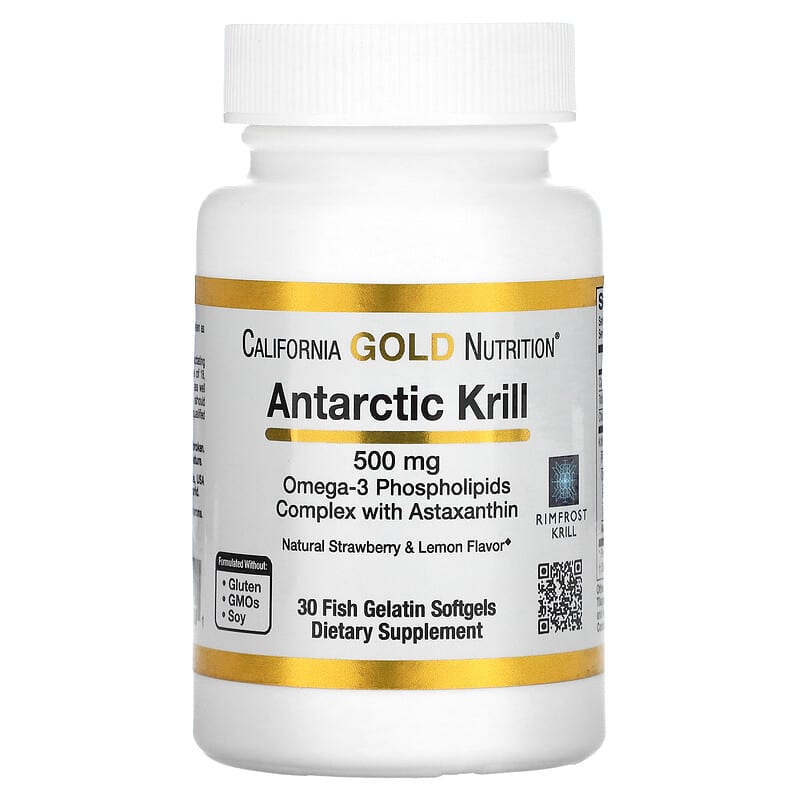 California Gold Nutrition Antarctic Krill Oil Omega-3 Phospholipids Complex with Astaxanthin Natural Strawberry and Lemon Flavor 500 mg 30 Fish Gelatin Softgels 6 Thực phẩm chức năng California Gold Nutrition Antarctic Krill Oil Omega-3 Phospholipids Complex with Astaxanthin Natural Strawberry and Lemon Flavor 500 mg 30 Fish Gelatin Softgels 898220011001