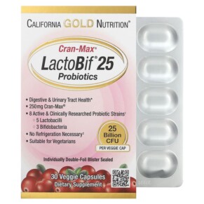 Thuốc bổ California Gold Nutrition CranMax® LactoBif Probiotics 25 Billion CFU 30 Veggie Caps 898220013340