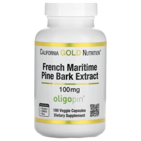 Thuốc bổ California Gold Nutrition French Maritime Pine Bark Extract Oligopin 100 mg 180 Veggie Capsules 898220017362