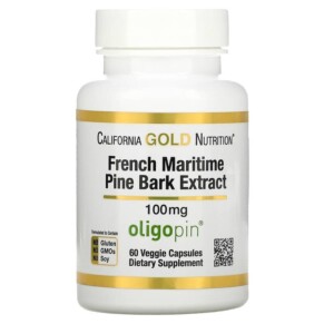 Thuốc bổ California Gold Nutrition French Maritime Pine Bark Extract Oligopin 100 mg 60 Veggie Capsules 898220011957