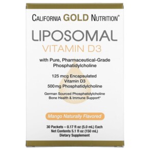 Thuốc bổ California Gold Nutrition Liposomal Vitamin D3 125 mcg (5.000 IU) 30 Packets (5.0 ml) 898220019830