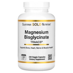 Thuốc bổ California Gold Nutrition Magnesium Bisglycinate Formulated with TRAACS® 200 mg 240 Veggie Capsules 898220019021