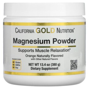 Thuốc bổ California Gold Nutrition Magnesium Powder Beverage Orange Crush 13.4 oz (380 g) 898220015627