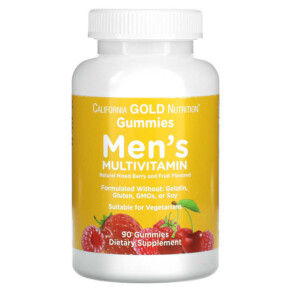 Thuốc bổ California Gold Nutrition Men’s Multi Vitamin Gummies No Gelatin No Gluten Mixed Berry and Fruit Flavor 90 Gummies 898220011988
