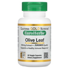 Thuốc bổ California Gold Nutrition Olive Leaf Extract EuroHerbs European Quality 500 mg 60 Veggie Capsules 898220011131
