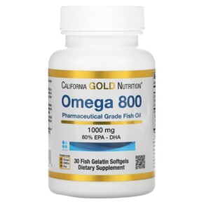 Thuốc bổ California Gold Nutrition Omega 800 Pharmaceutical Grade Fish Oil 80% EPA/DHA Triglyceride Form 1.000 mg 30 Fish Gelatin Softgels 898220012510