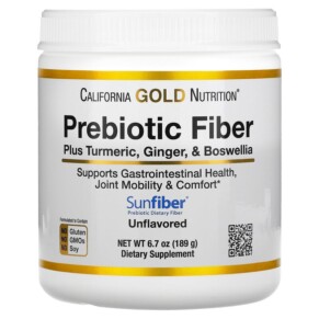 Thuốc bổ California Gold Nutrition Prebiotic Fiber Plus Turmeric Ginger & Boswellia 6.7 oz (189 g) 898220020324
