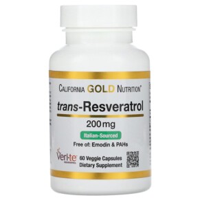 Thuốc bổ California Gold Nutrition Trans-Resveratrol 200 mg 60 Veggie Capsules 898220011742