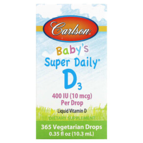 Thuốc bổ Carlson Baby's Super Daily D3 10 mcg (400 IU) 0.35 fl oz (10.3 ml) 088395012501