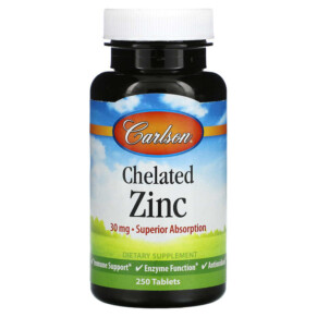 Thuốc bổ Carlson Chelated Zinc 30 mg 250 Tablets 088395057724