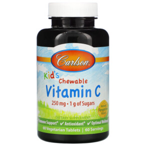 Thuốc bổ Carlson Kid's Chewable Vitamin C Natural Tangerine 250 mg 60 Vegetarian Tablets 088395031007