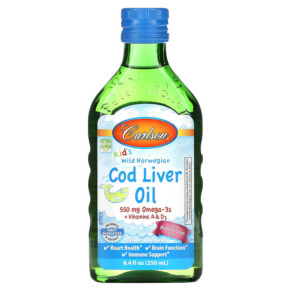 Thuốc bổ Carlson Kid's Wild Norwegian Cod Liver Oil Bubble Gum 8.4 fl oz (250 ml) 088395136306