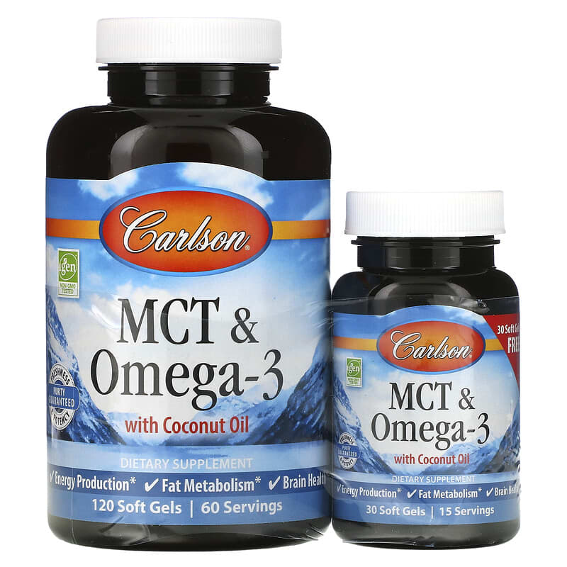 Carlson MCT & Omega-3 120 + 30 Free Soft Gels 6 Thực phẩm chức năng Carlson MCT & Omega-3 120 + 30 Free Soft Gels 088395176401