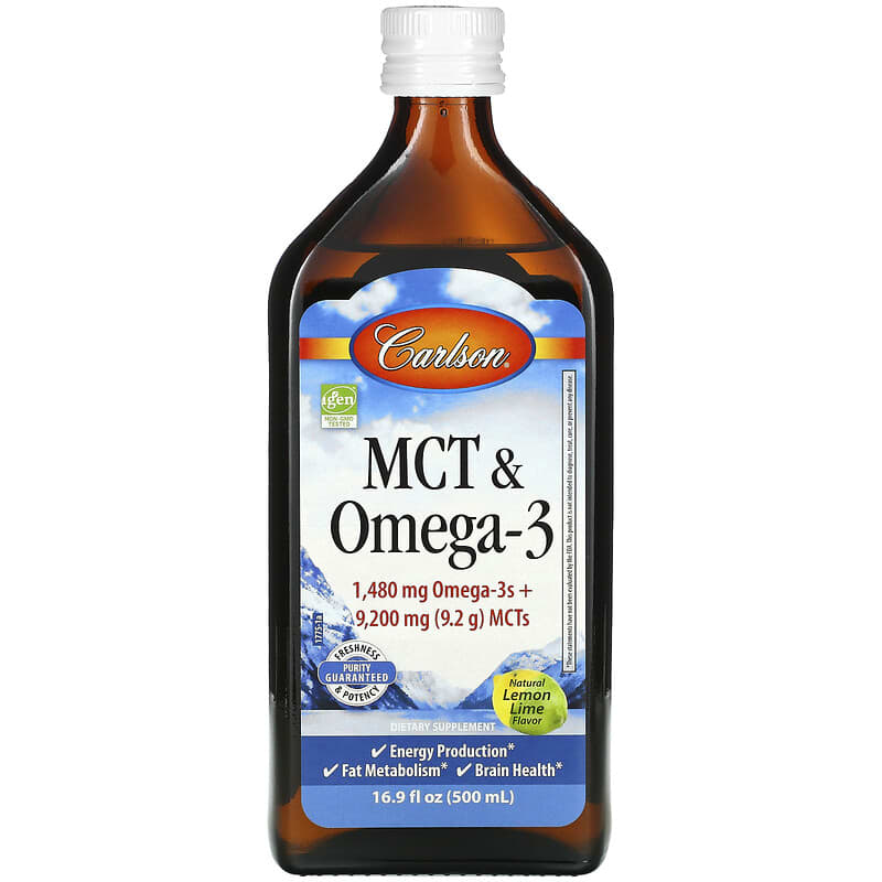 Carlson MCT & Omega-3 Natural Lemon Lime 16.9 fl oz (500 ml) 6 Thực phẩm chức năng Carlson MCT & Omega-3 Natural Lemon Lime 16.9 fl oz (500 ml) 088395177507