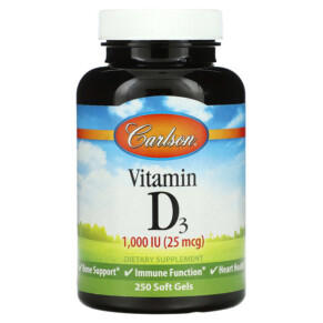 Thuốc bổ Carlson Vitamin D3 25 mcg (1.000 IU) 250 Soft Gels 088395014529