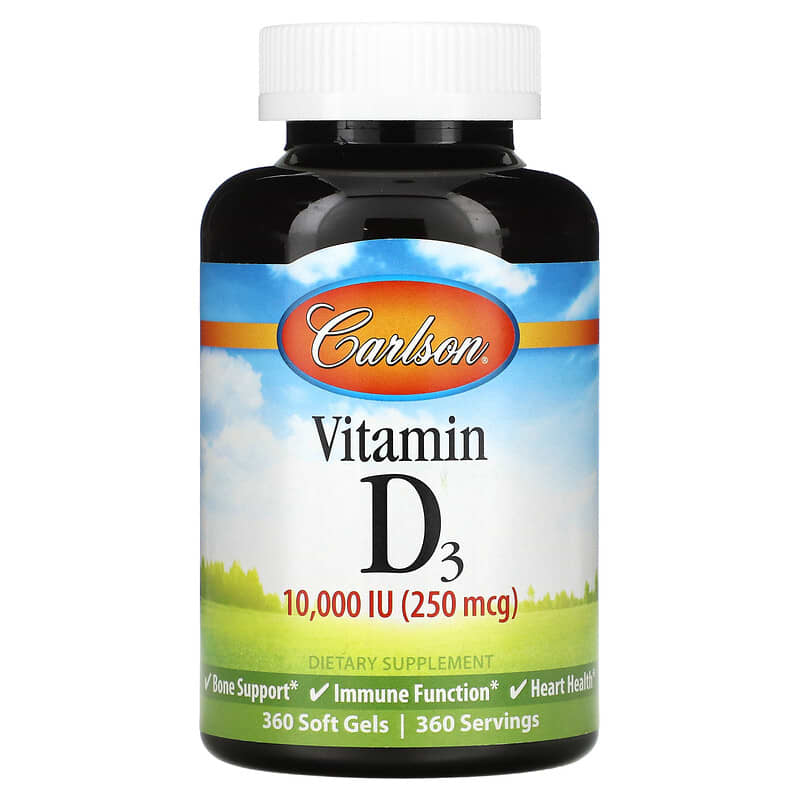 Carlson Vitamin D3 250 mcg (10.000 IU) 360 Soft Gels 6 Thực phẩm chức năng Carlson Vitamin D3 250 mcg (10.000 IU) 360 Soft Gels 088395142307