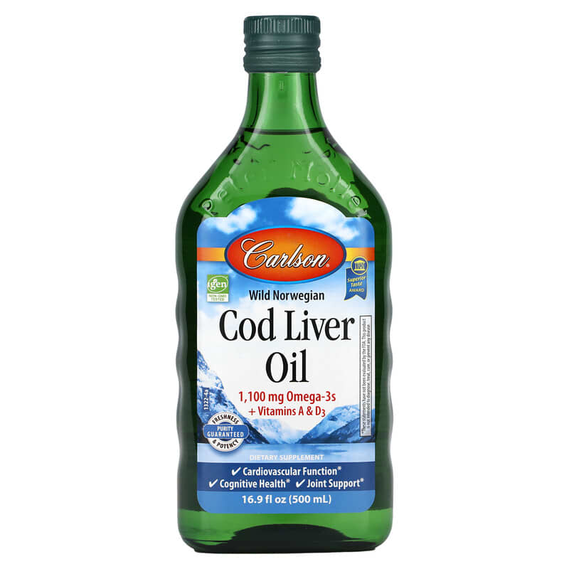 Carlson Wild Norwegian Cod Liver Oil 16.9 fl oz (500 ml) 6 Thực phẩm chức năng Carlson Wild Norwegian Cod Liver Oil 16.9 fl oz (500 ml) 088395013225
