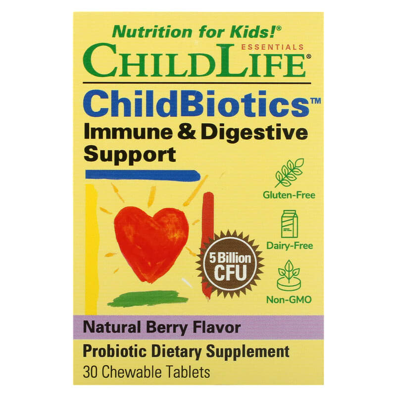 ChildLife Essentials ChildBiotics Immune & Digestive Support Natural Berry 5 Billion CFU 30 Chewable Tablets 6 Thực phẩm chức năng ChildLife Essentials ChildBiotics Immune & Digestive Support Natural Berry 5 Billion CFU 30 Chewable Tablets 608274104006
