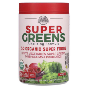Thuốc bổ Country Farms Super Greens Alkalizing Formula Berry 10.6 oz (300 g) 035046090593