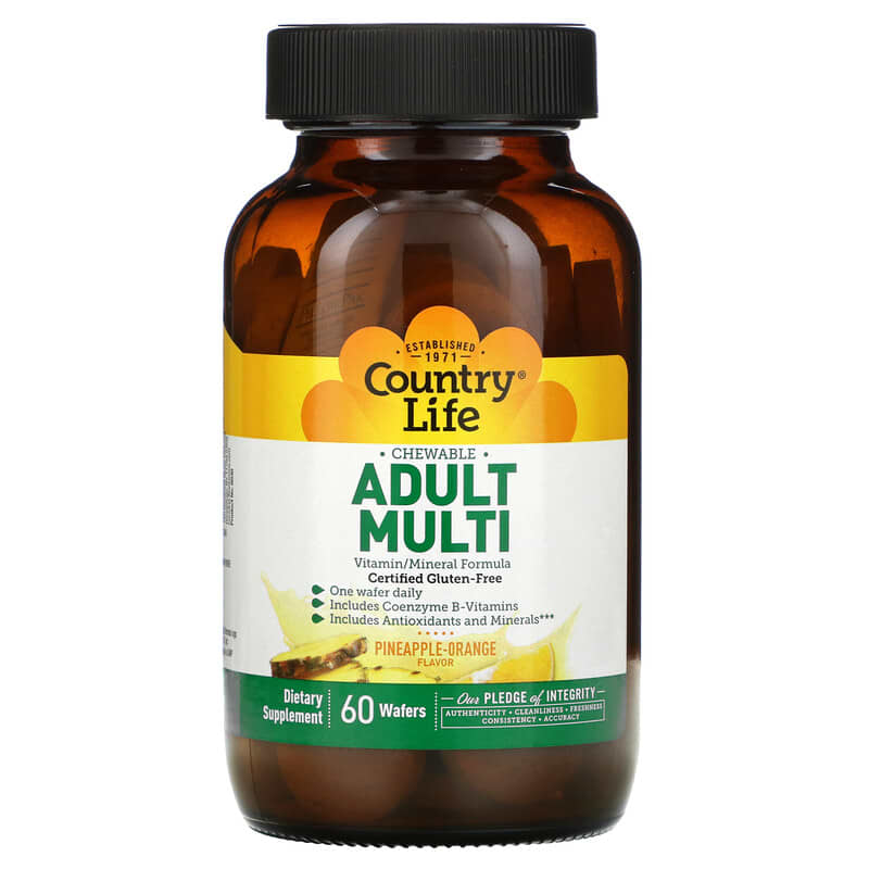 Country Life Chewable Adult Multi Pineapple-Orange 60 Wafers 6 Thực phẩm chức năng Country Life Chewable Adult Multi Pineapple-Orange 60 Wafers 015794080305