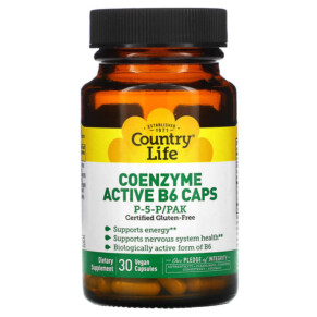 Thuốc bổ Country Life Coenzyme Active B6 Caps P-5-P/PAK 30 Vegan Capsules 015794062363