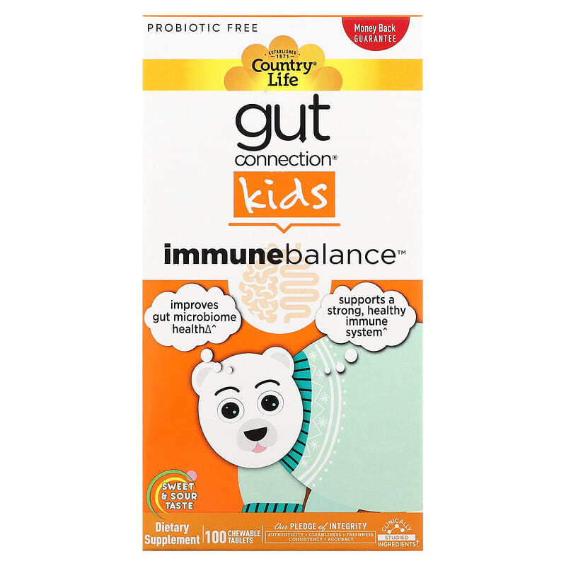 Country Life Gut Connection Kids Immune Balance Sweet & Sour 100 Chewable Tablets 6 Thực phẩm chức năng Country Life Gut Connection Kids Immune Balance Sweet & Sour 100 Chewable Tablets 015794030348