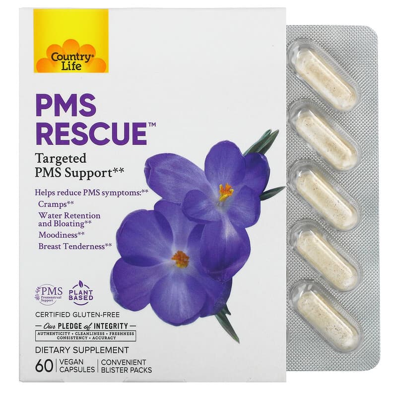Country Life PMS Rescue Targeted PMS Support 60 Vegan Capsules 6 Thực phẩm chức năng Country Life PMS Rescue Targeted PMS Support 60 Vegan Capsules 015794050995