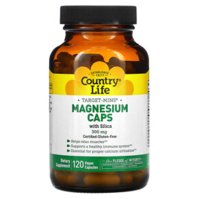 Thuốc bổ Country Life Target-Mins Magnesium Caps with Silica 300 mg 120 Vegan Capsules 015794024750