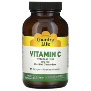 Thuốc bổ Country Life Vitamin C with Rose Hips 500 mg 250 Tablets 015794067948