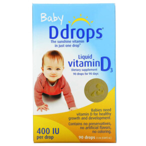Thuốc bổ Ddrops Baby Liquid Vitamin D3 400 IU 90 Drops 0.08 fl oz (2.5 ml) 851228000064