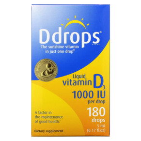 Thuốc bổ Ddrops Liquid Vitamin D3 1000 IU 0.17 fl oz (5 ml) 851228000057