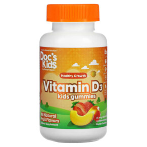 Thuốc bổ Doctor's Best Doc's Kids Vitamin D3 Gummies All Natural Fruit 25 mcg (1.000 IU) 60 Natural Fruit Pectin Gummies 753950005464