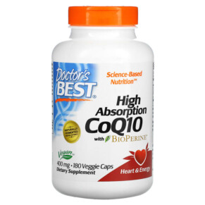 Thuốc bổ Doctor's Best High Absorption CoQ10 with BioPerine 400 mg 180 Veggie Caps 753950003323