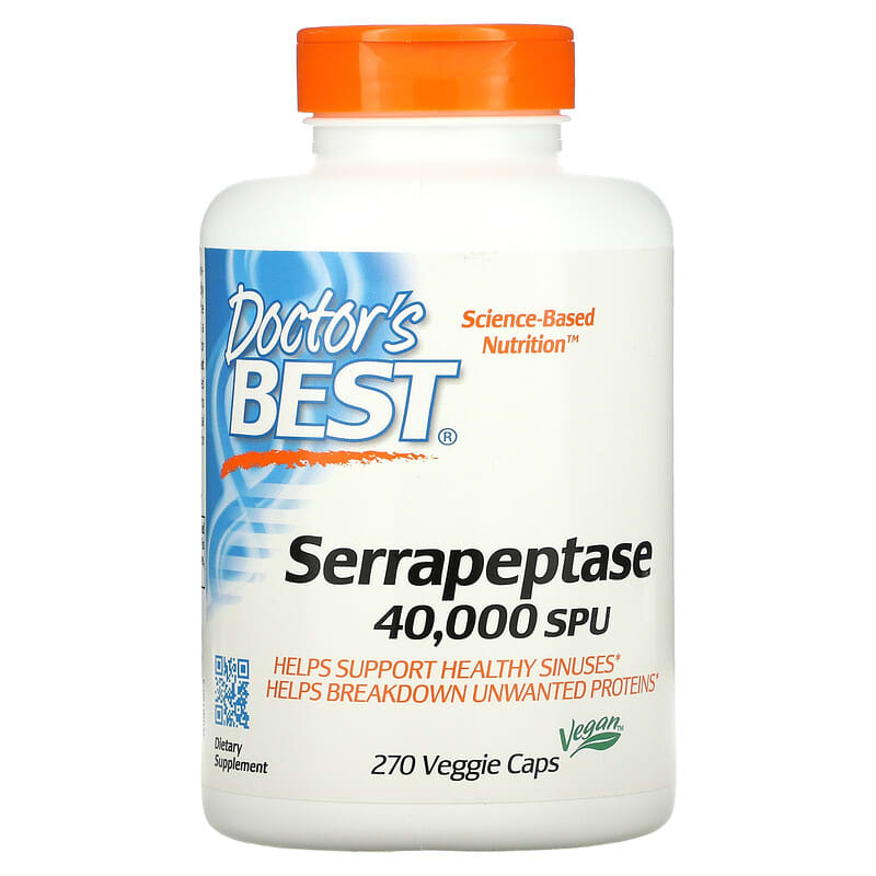 Doctor's Best Serrapeptase 270 Veggie Caps 6 Thực phẩm chức năng Doctor's Best Serrapeptase 270 Veggie Caps 753950001909