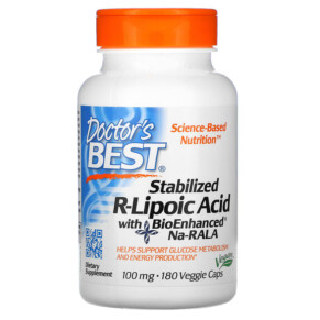 Thuốc bổ Doctor's Best Stabilized R-Lipoic Acid with BioEnhanced Na-RALA 100 mg 180 Veggie Caps 753950002296